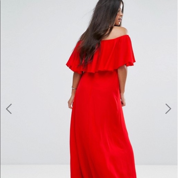 ASOS Maternity Off Shoulder Ruffle Maxi Dress - Picture 3 of 5